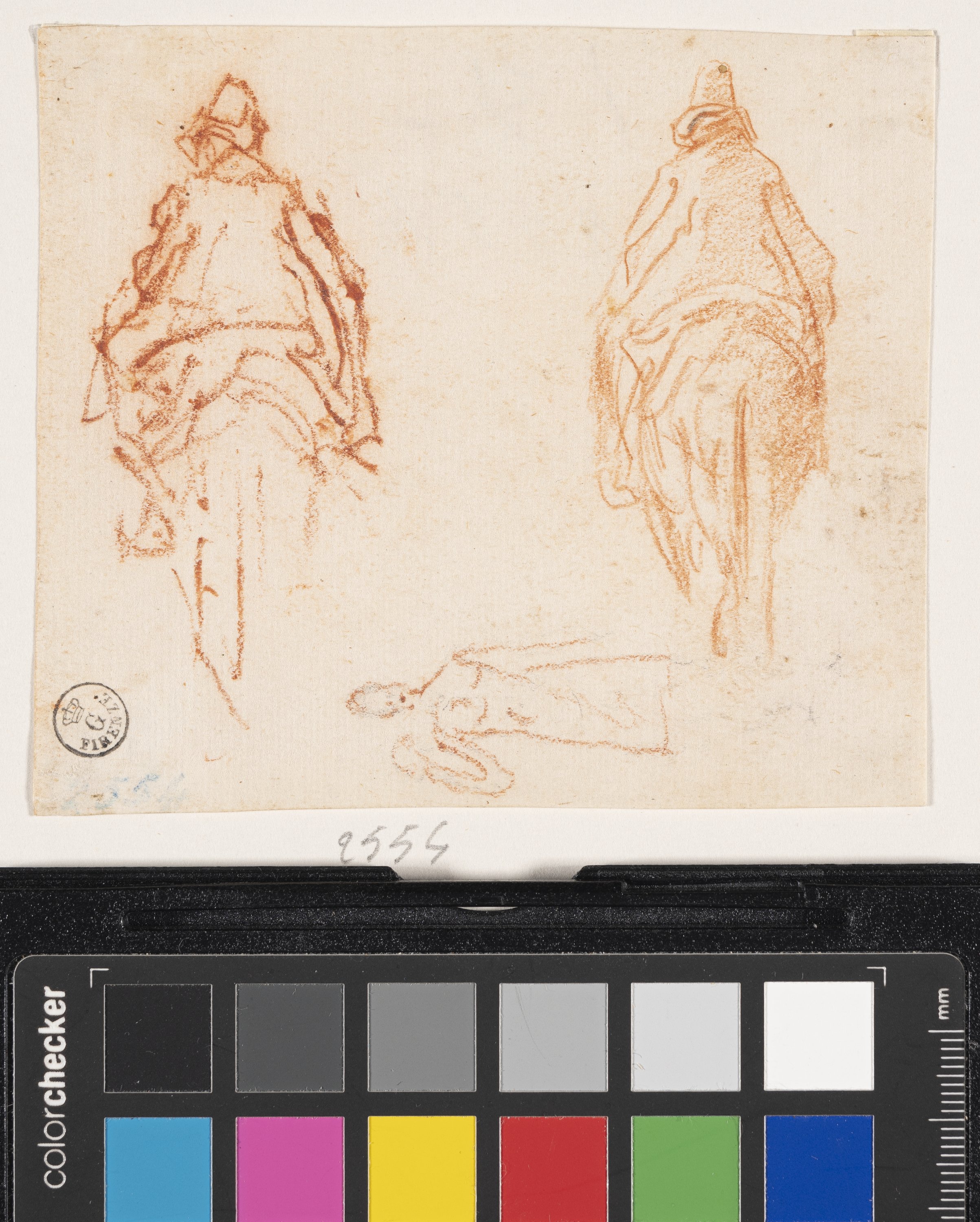Due studi di figura a cavallo; schizzo di donna (disegno) di Callot Jacques (XVII)