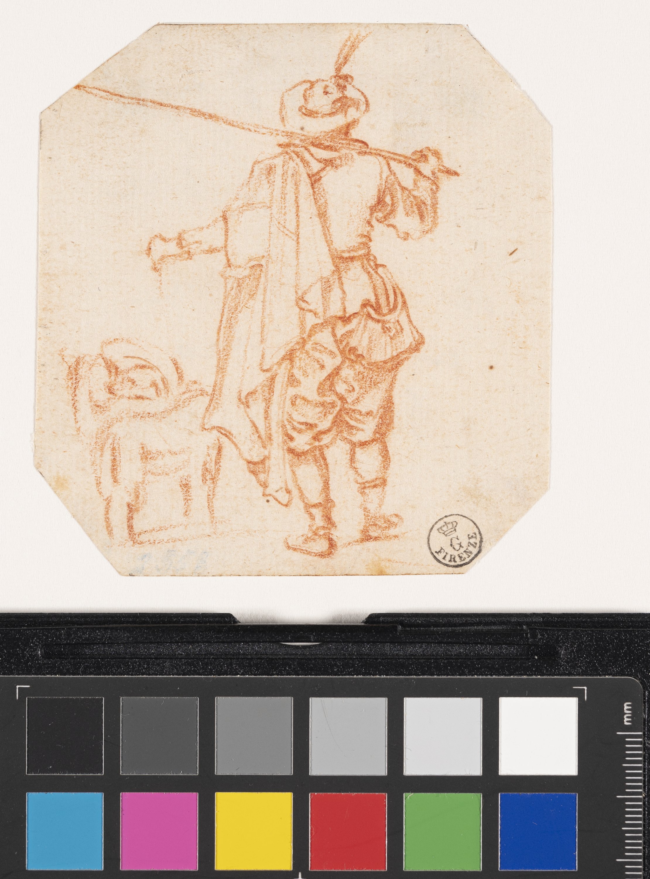 Studio di un contadino con cane (disegno) di Callot Jacques (XVII)