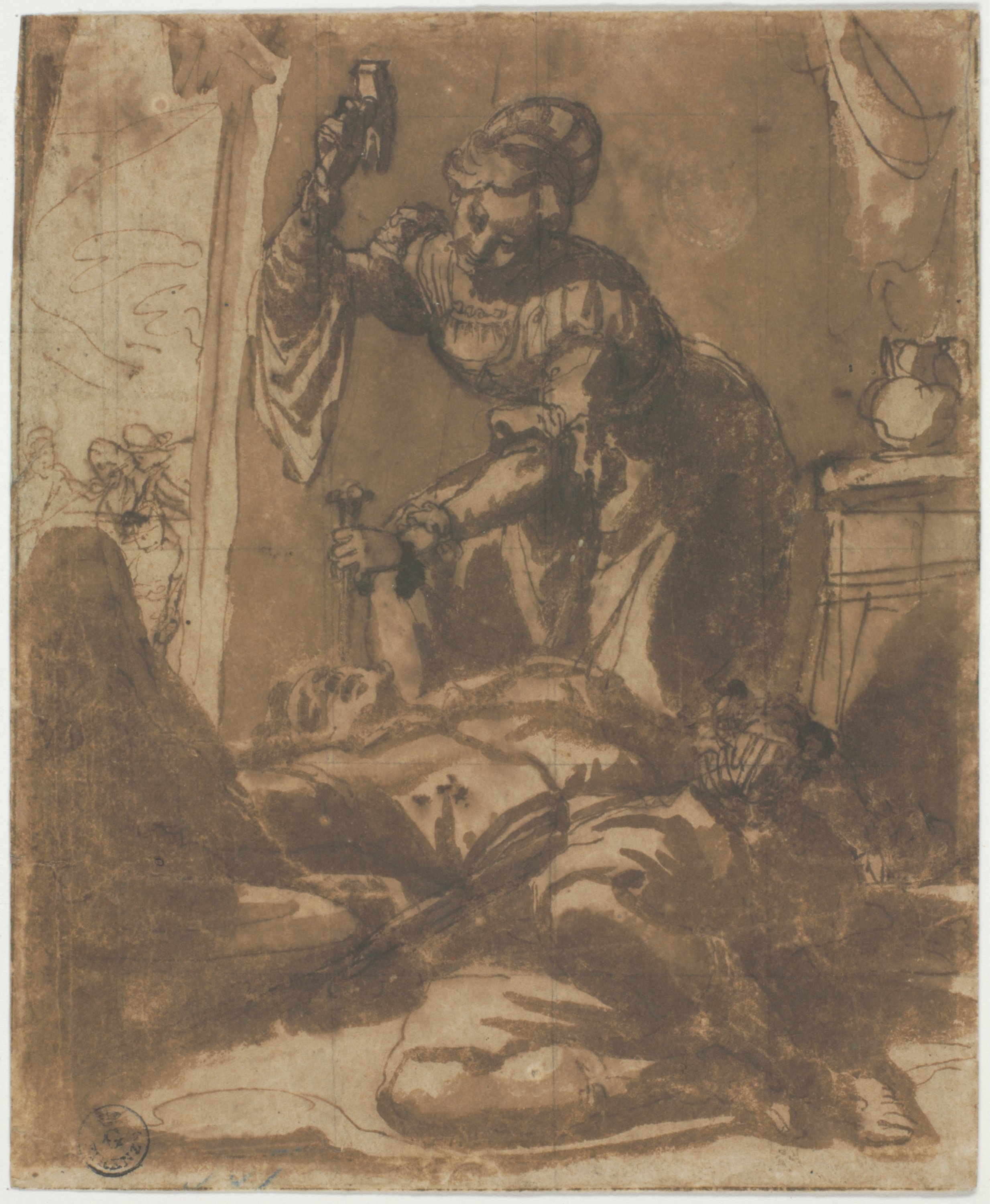Giaele uccide Sisara (disegno) di Cardi Ludovico detto Cigoli (fine/ inizio XVI/ XVII)