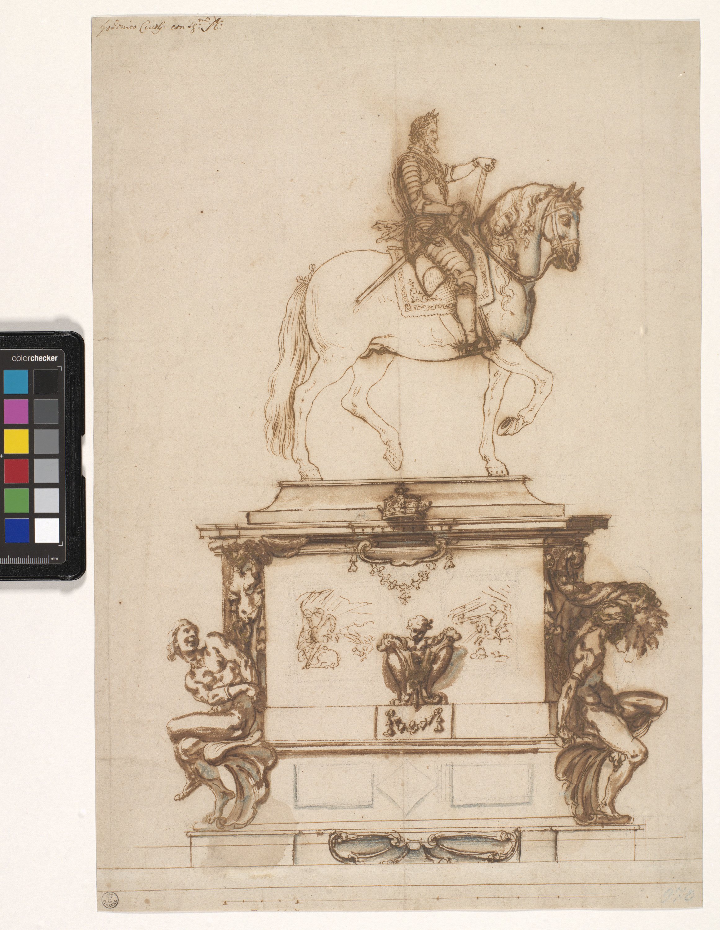 monumento equestre di Enrico IV di Francia (disegno) di Cardi Ludovico detto Cigoli (inizio XVII)