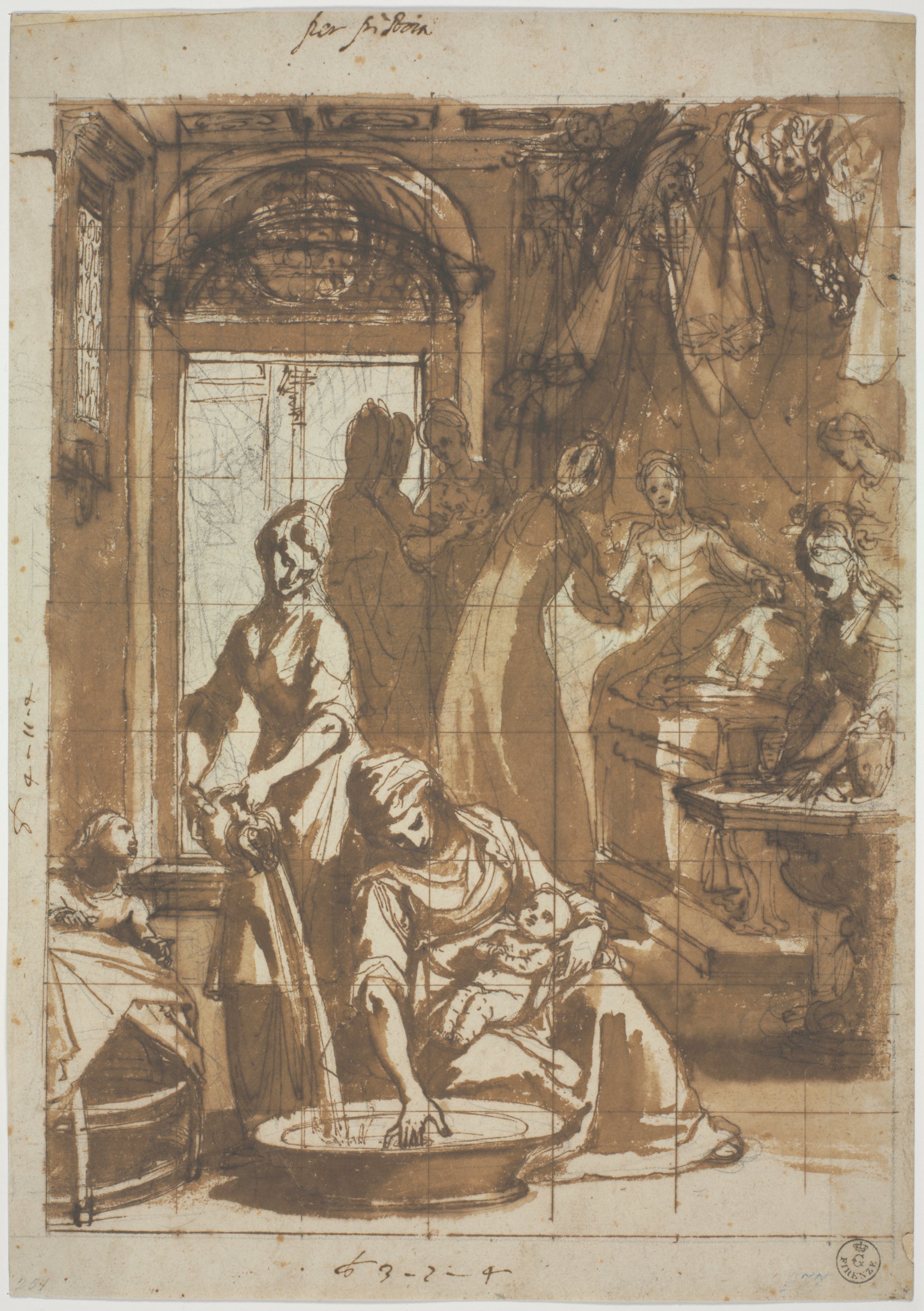 nascita di Maria Vergine (disegno) di Cardi Ludovico detto Cigoli (inizio XVII)