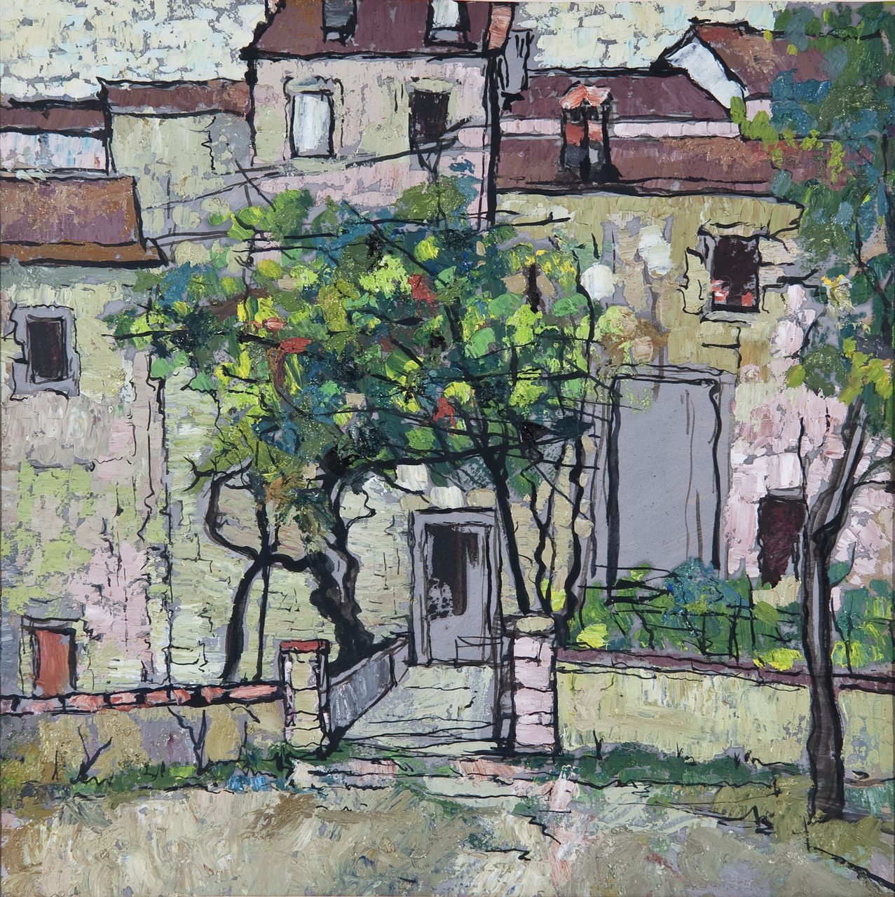 Villafranca Bagnone, veduta di una villa (dipinto) di Aprigliano Ercole Salvatore (sec. XX)