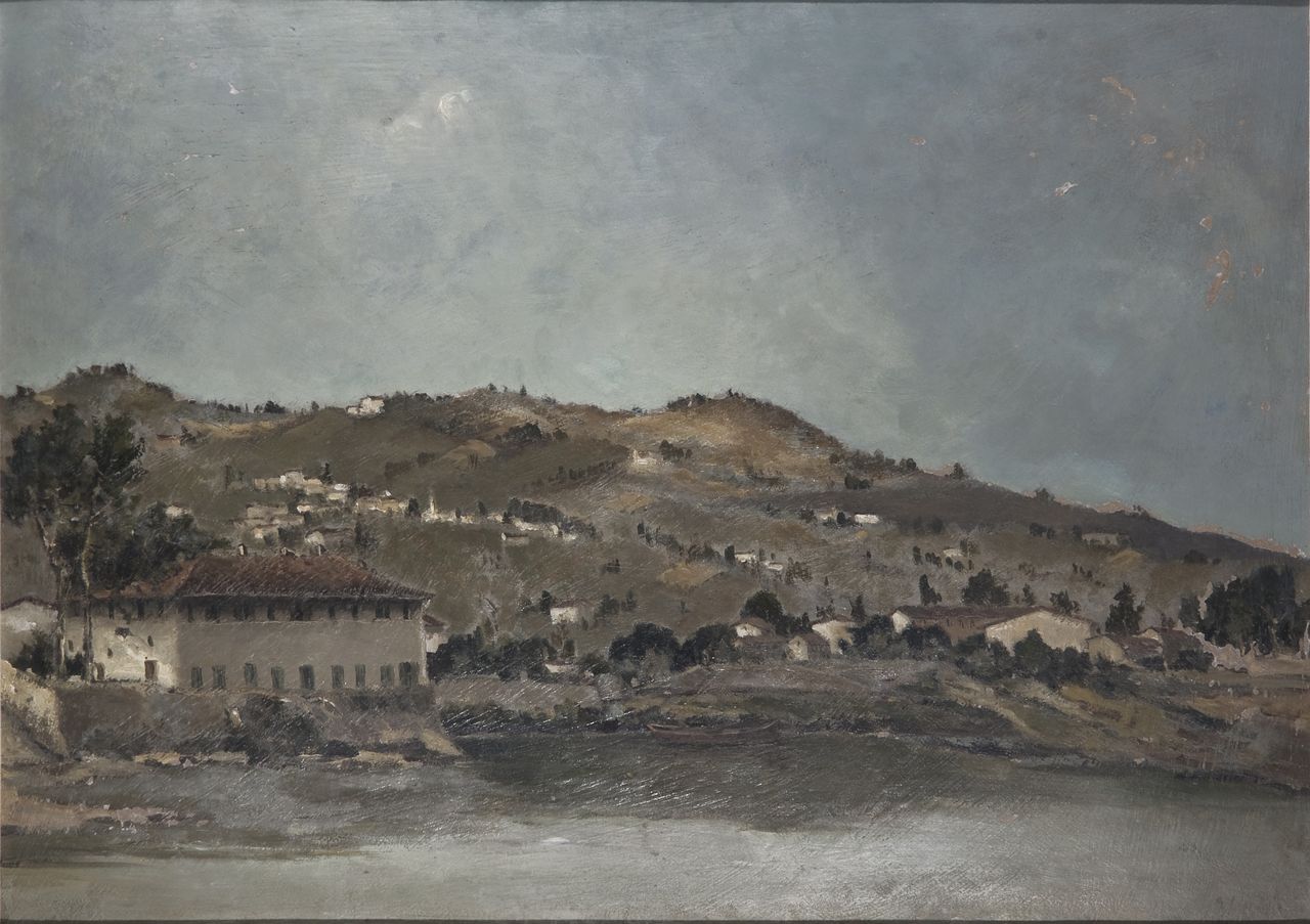 L'Arno a Firenze, paesaggio (dipinto) di Bartoli Guido (sec. XX)