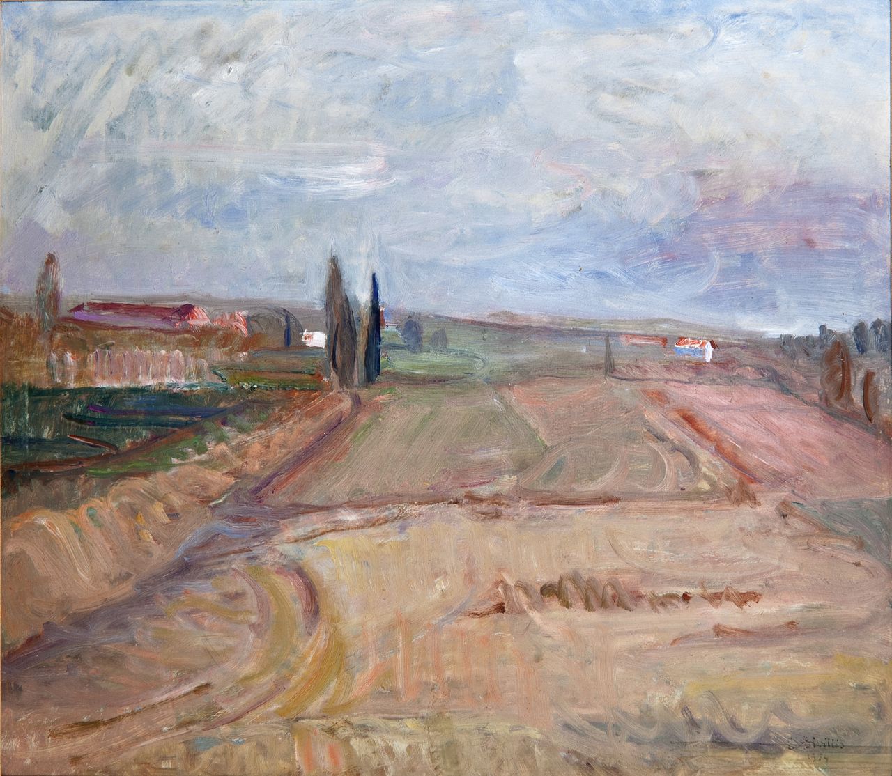 Paesaggio toscano, Paesaggio (dipinto) di De Divitiis Emilia (sec. XX)