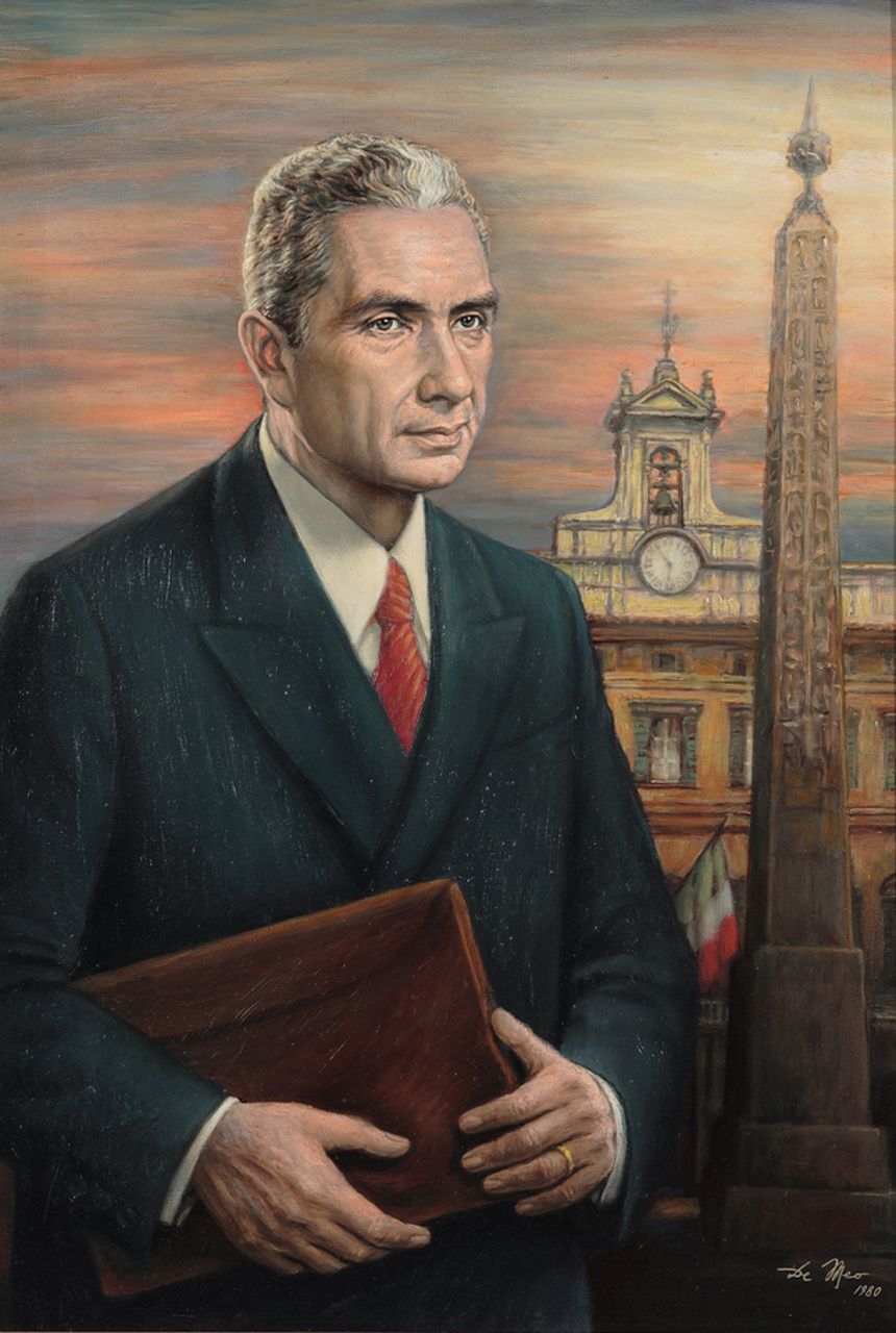Ritratto di Aldo Moro, ritratto di Aldo Moro (dipinto) di De Meo Michele (sec. XX)