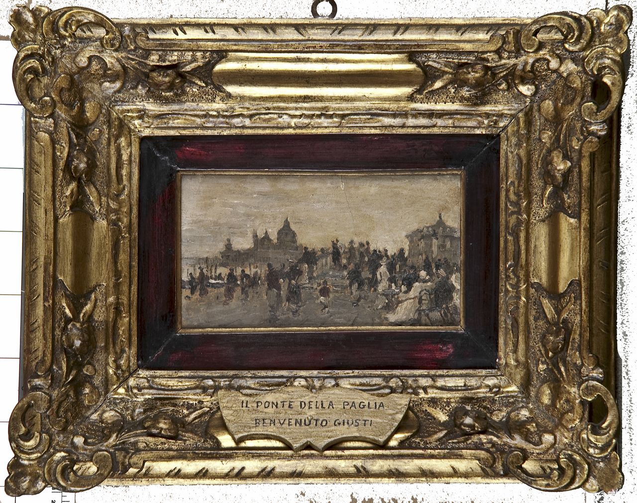 Ponte della Paglia, veduta del Ponte della Paglia a Venezia (dipinto) di Benvenuti Giusto (sec. XX)