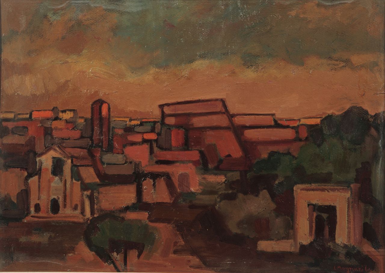 Paesaggio romano, paesaggio (dipinto) di Magnani Luigi (sec. XX)