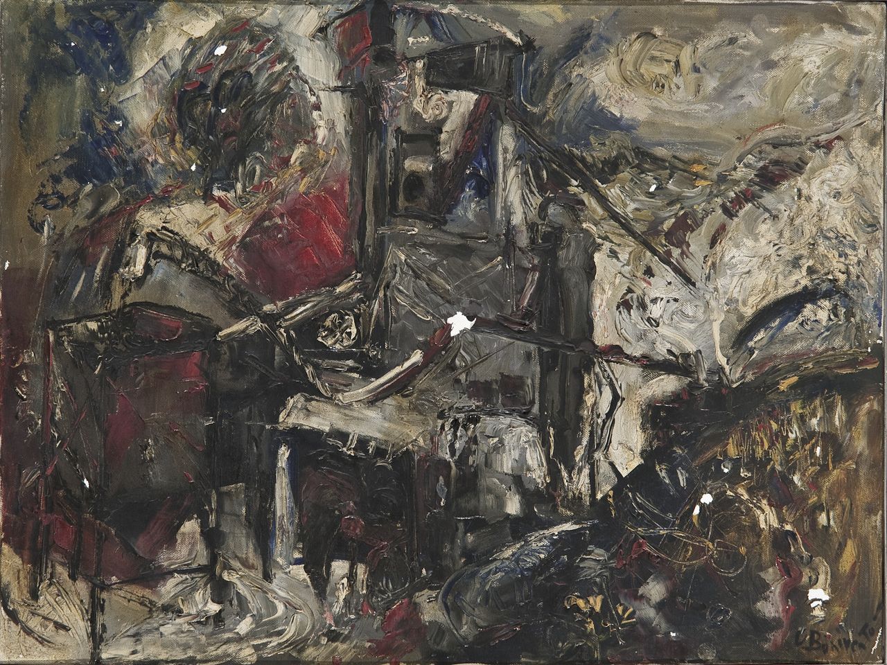 Le antiche macchine, astratto (dipinto) di Bonivento, Umberto (sec. XX)