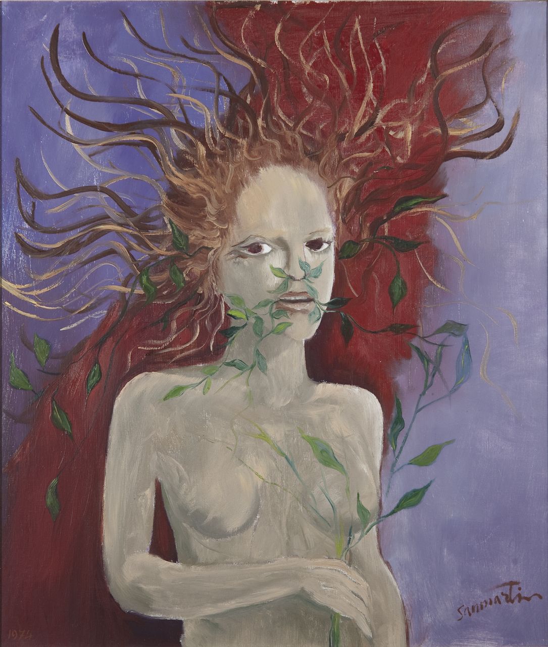 Fiori del male, figura femminile (dipinto) di Sanmartin Antonio (sec. XX)