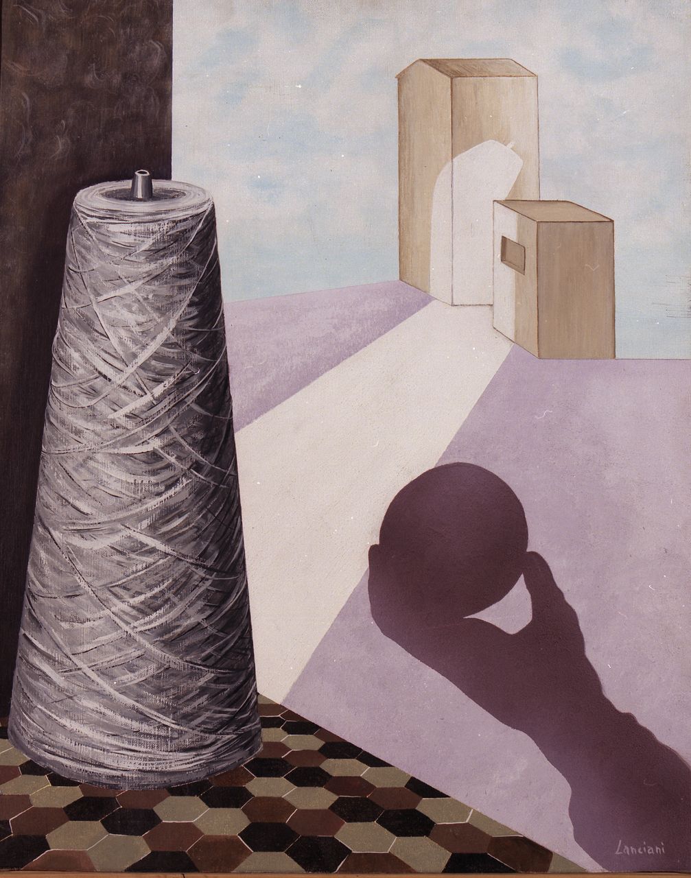 L'ombra bianca, interno (dipinto) di Lanciani, Patrizia (sec. XX)