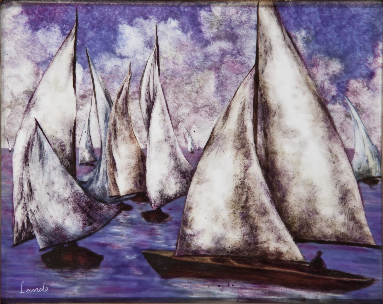 In attesa, marina (dipinto) di Lande, Antonietta (sec. XX)