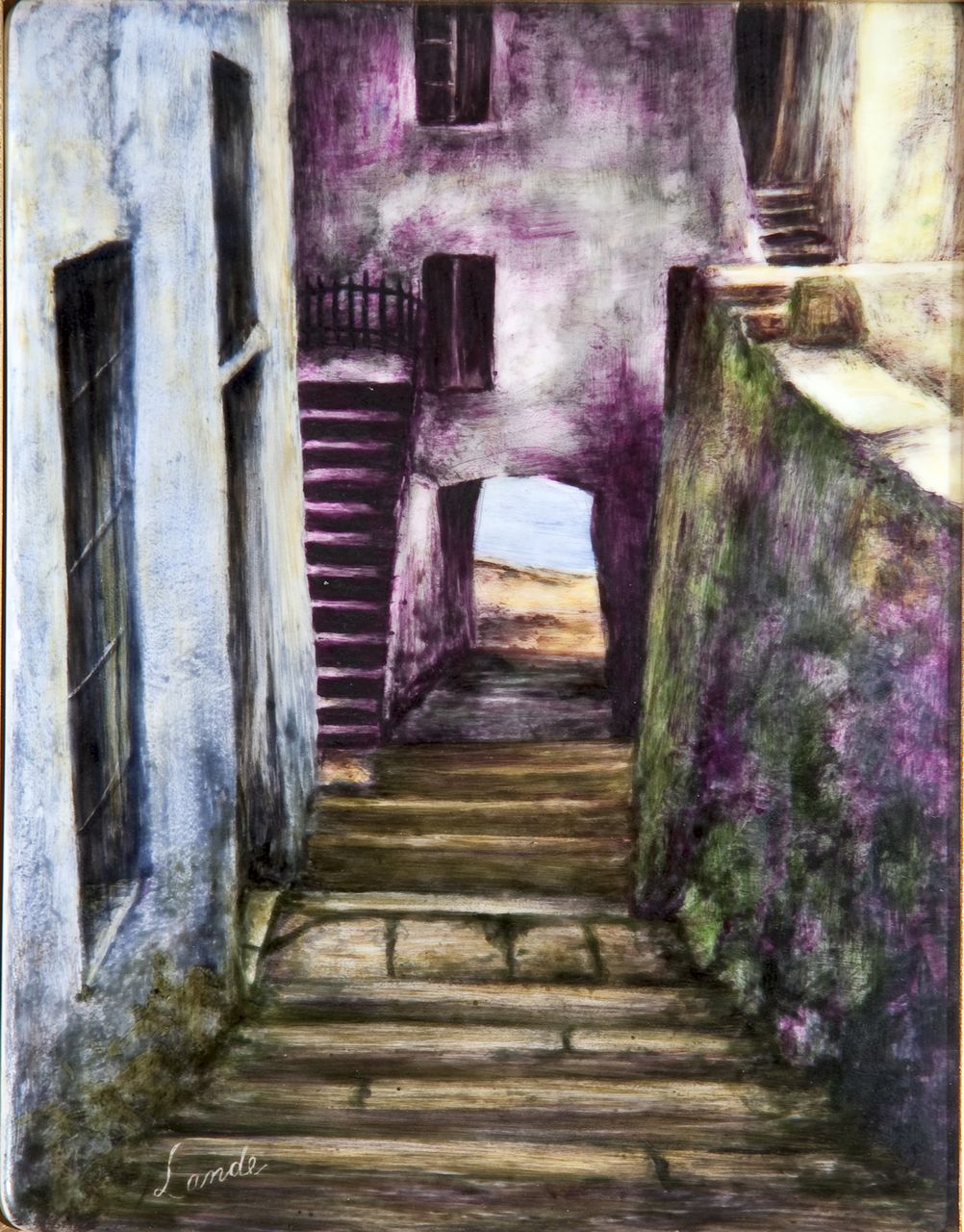 Verso il lago, veduta (dipinto) di Lande, Antonietta (sec. XX)