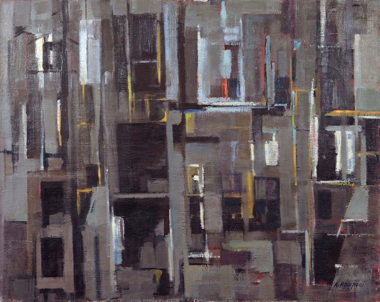 La facciata, astratto (dipinto) di Ramponi Maria Antonietta (sec. XX)