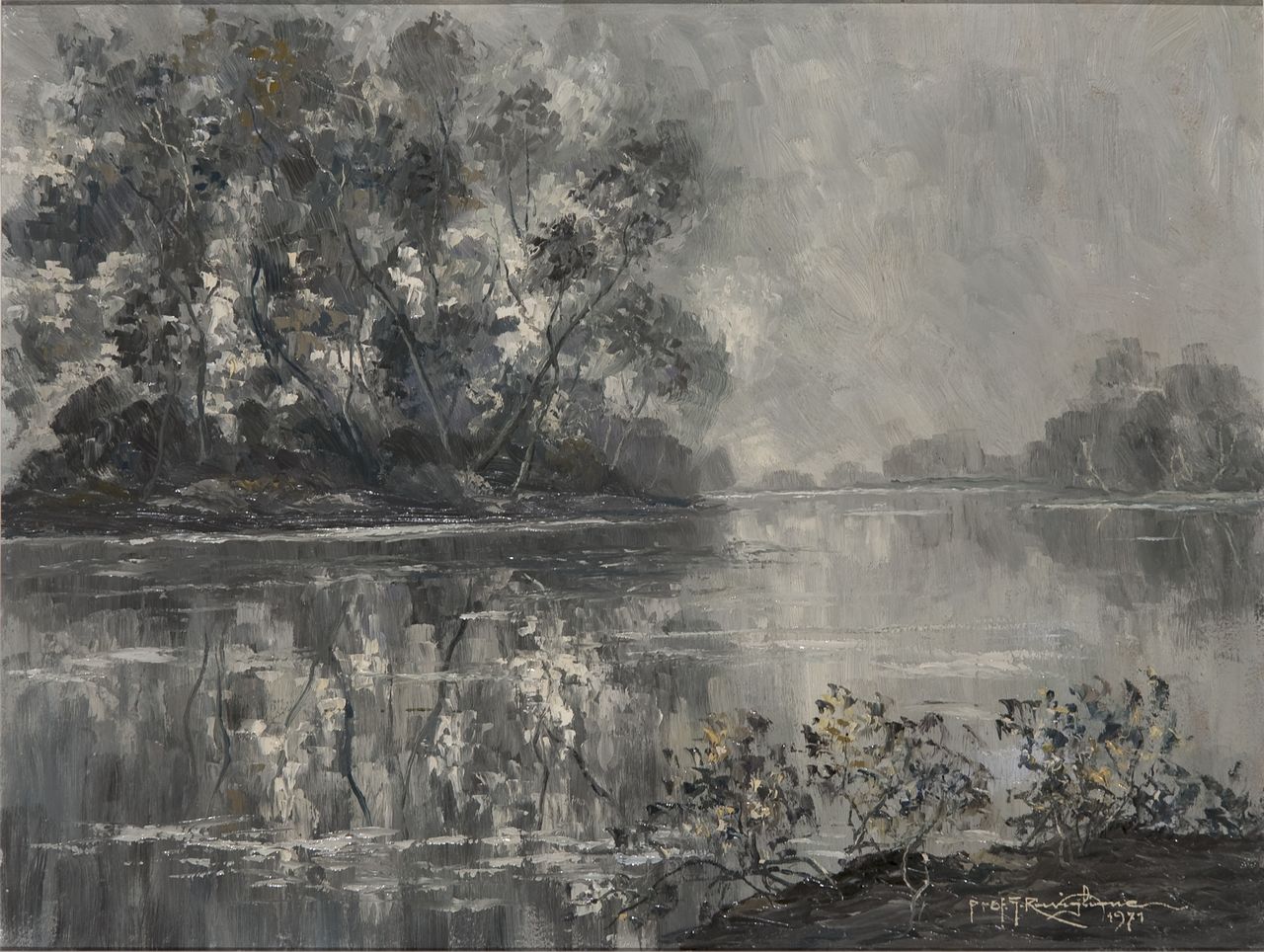 Il Sesia a Palestro, paesaggio (dipinto) di Raviglione Giuseppe (sec. XX)