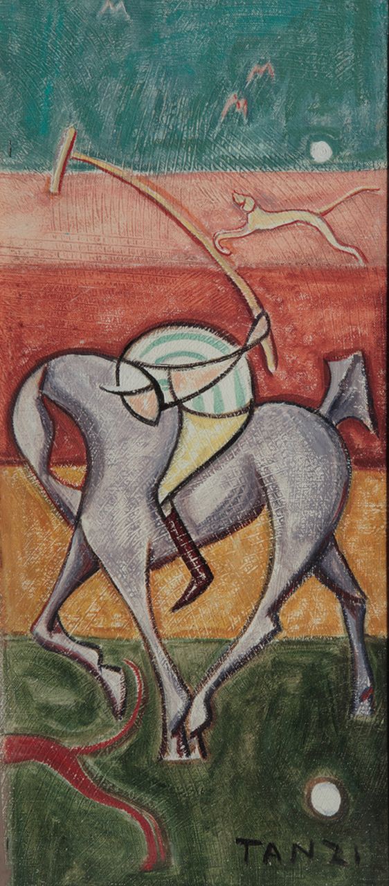 Giocatore di polo, figura (dipinto) di Tanzi Gaetano (sec. XX)