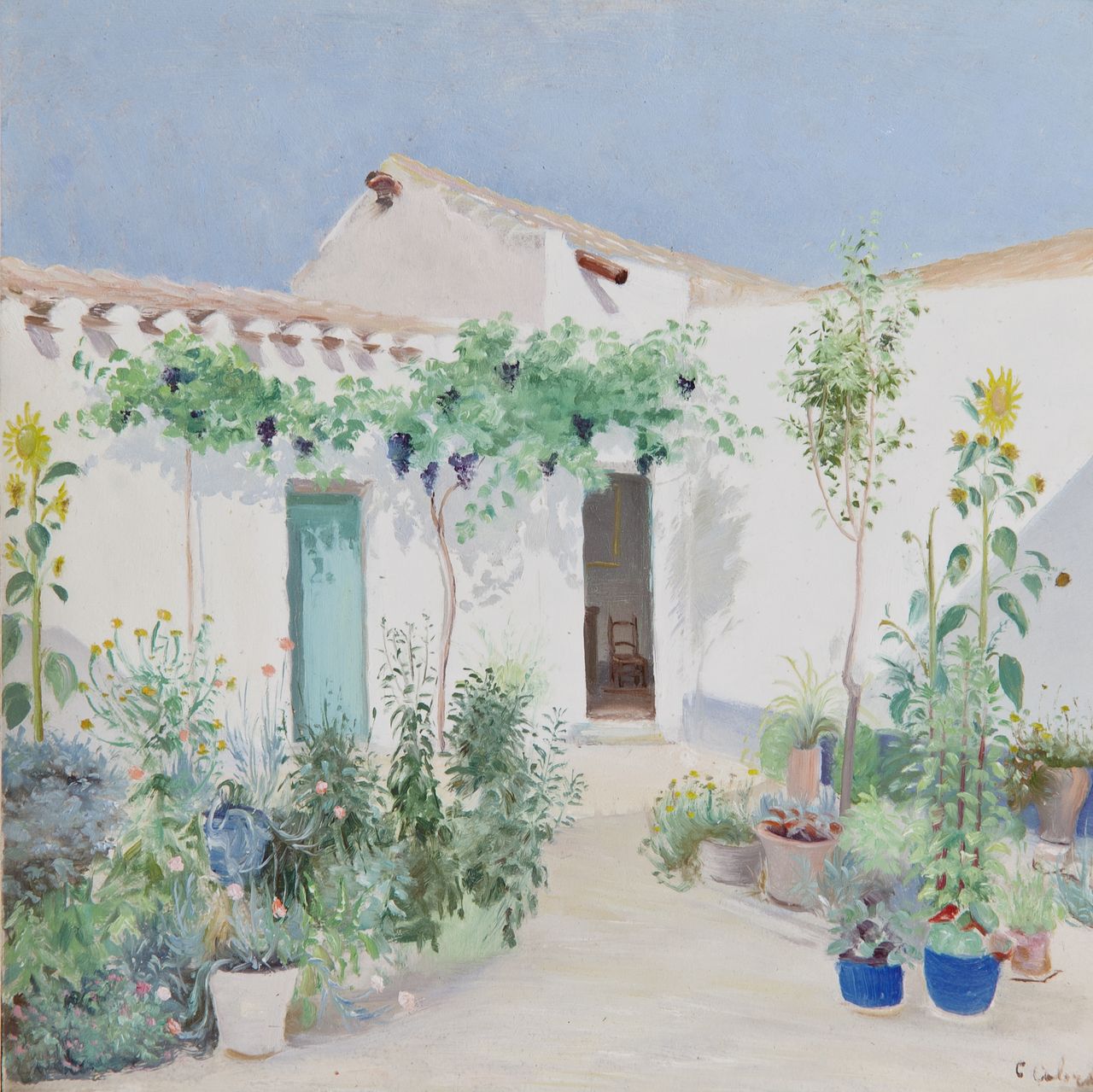 Casetta di poveri, veduta (dipinto) di Cabras Cesare (sec. XX)