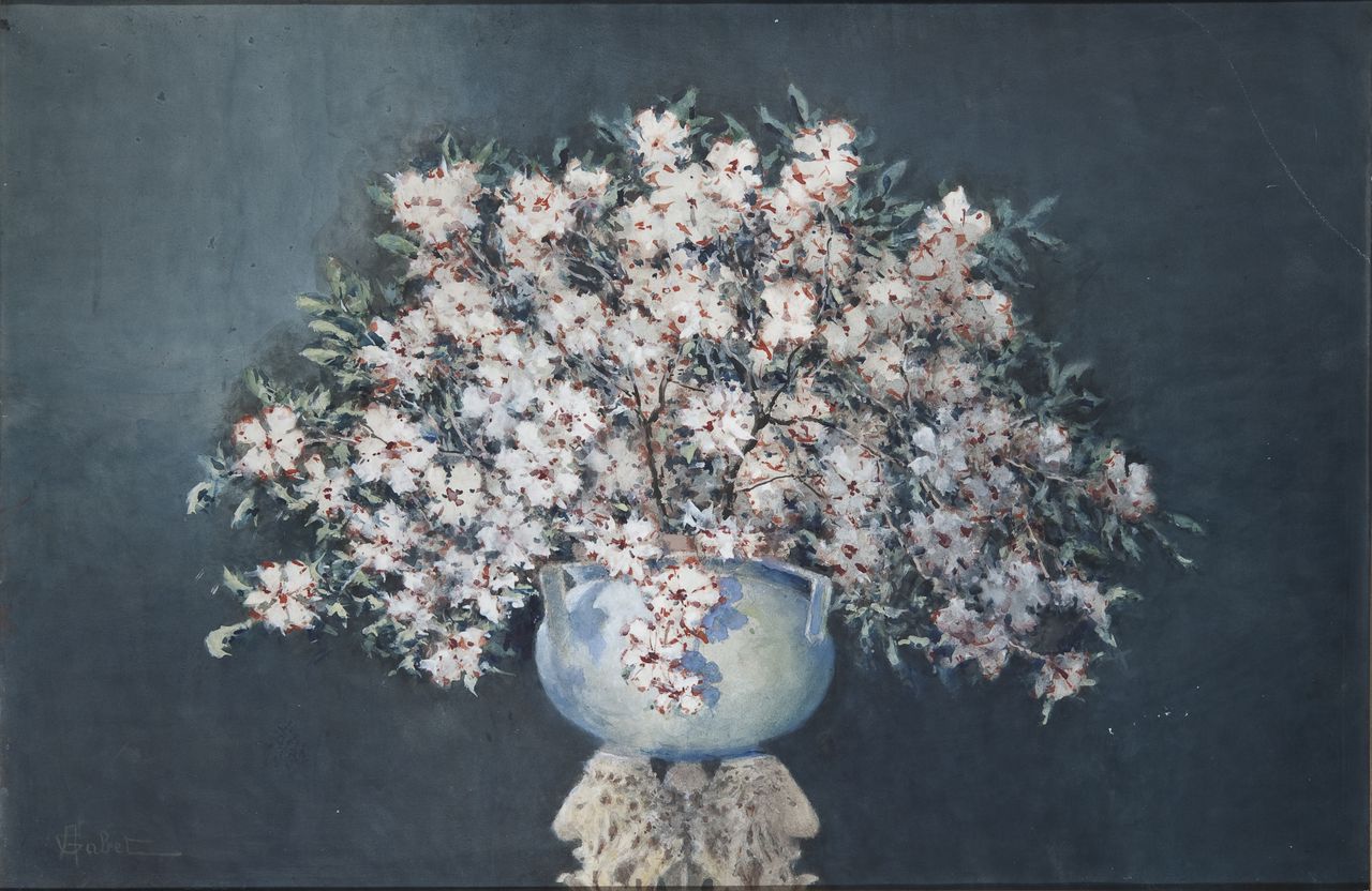 Azalu, natura morta (dipinto) di Gabet Augusto (sec. XX)