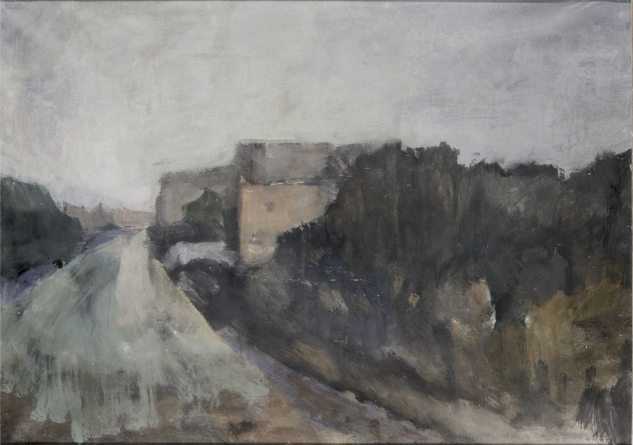 Paesaggio campano, paesaggio (dipinto) di Mangiacapra (sec. XX)