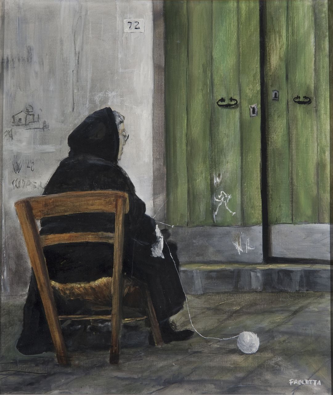 Donna del sud, figura (dipinto) di Paoletta Giuseppe (ultimo quarto sec. XX)