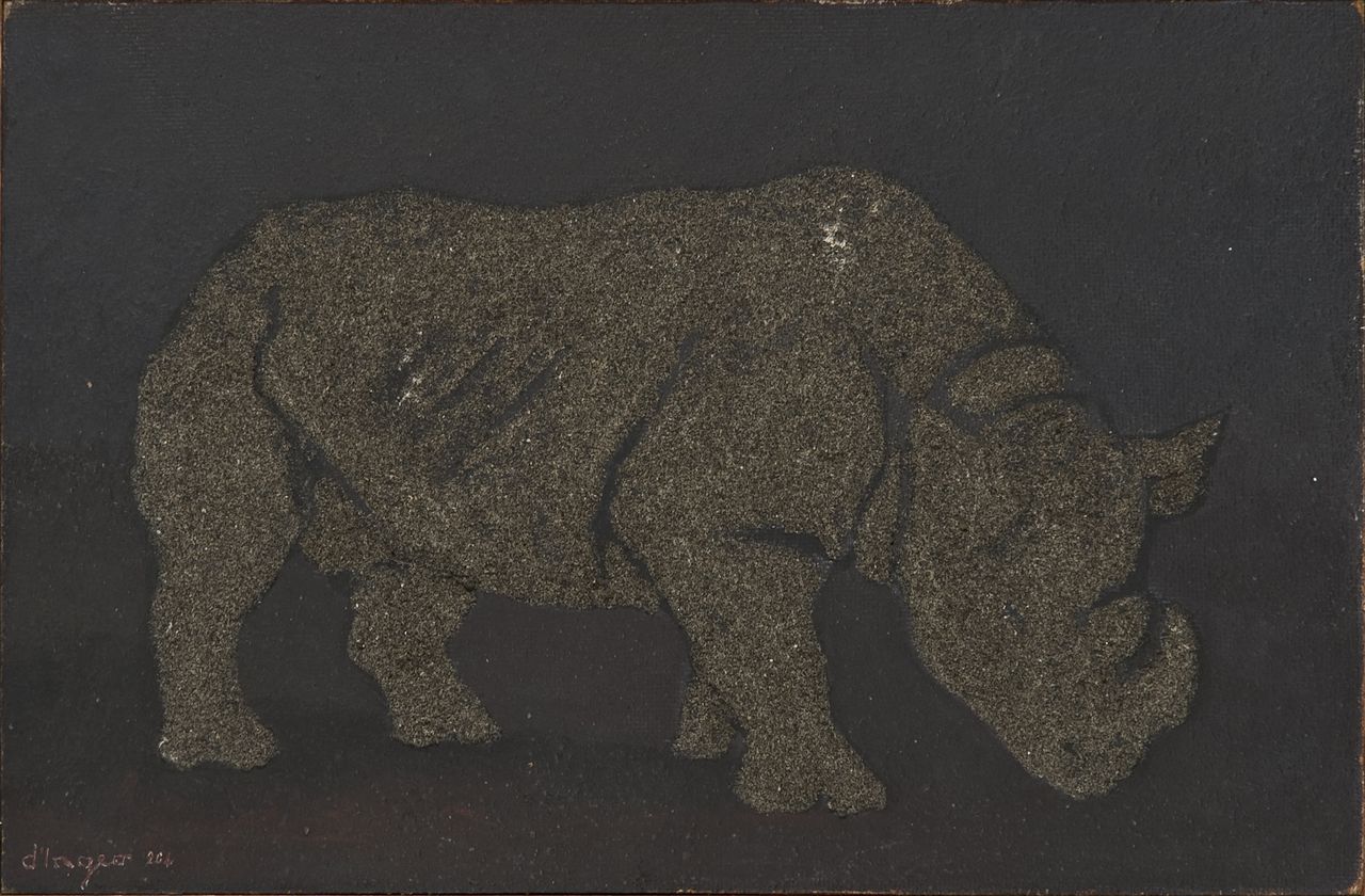 Il rinoceronte, rinoceronte (dipinto) di D'Ingeo Franco (sec. XX)