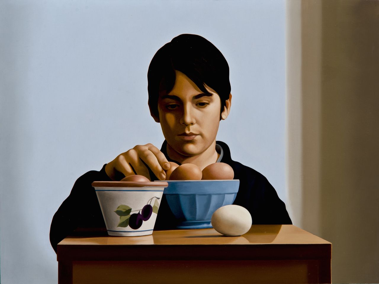 Bambina con le uova, ritratto (dipinto) di Fabbri, Angelo (sec. XX)