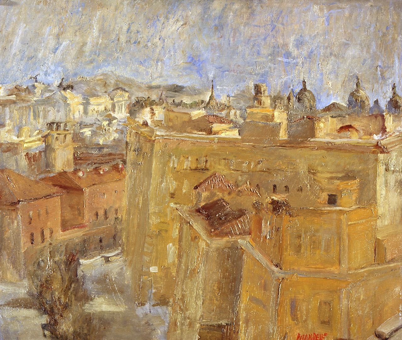 Paesaggio romano, Paesaggio romano visto dall'alto (dipinto, opera isolata) di Pirandello Fausto (sec. XX)