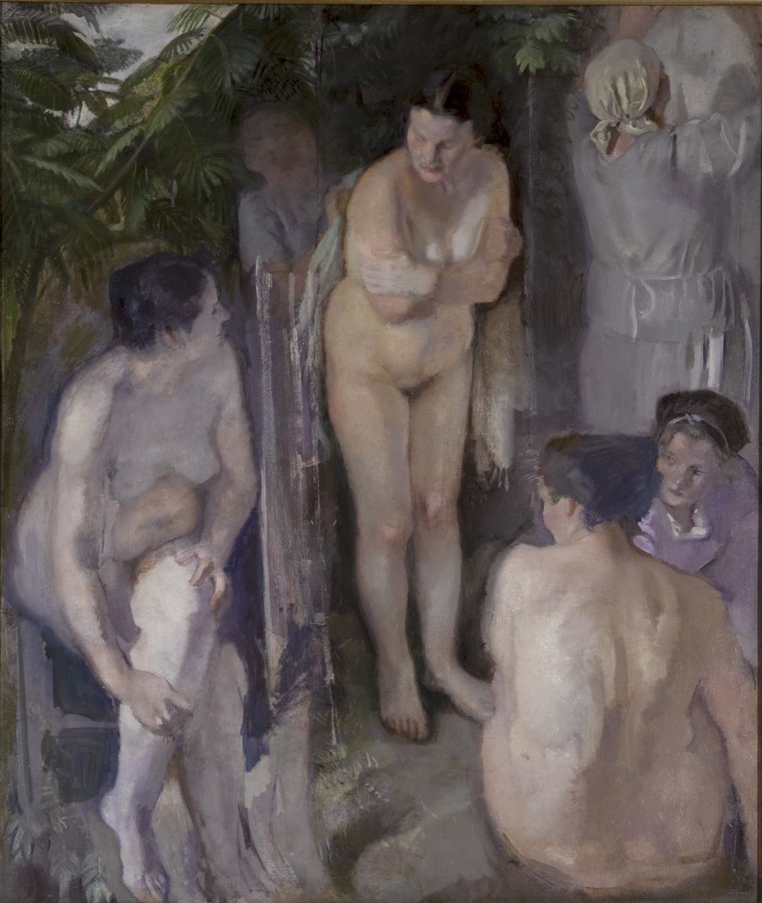 Gruppo di bagnanti, Nudi femminili al bagno in un paesaggio (dipinto, opera isolata) di Spadini Armando (sec. XX)