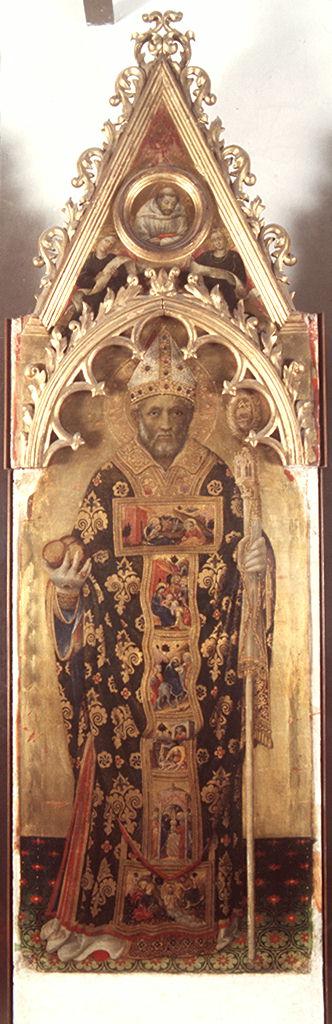 San Nicola di Bari, San Francesco d'Assisi, angeli (scomparto di polittico) di Massi Gentile detto Gentile da Fabriano (sec. XV)