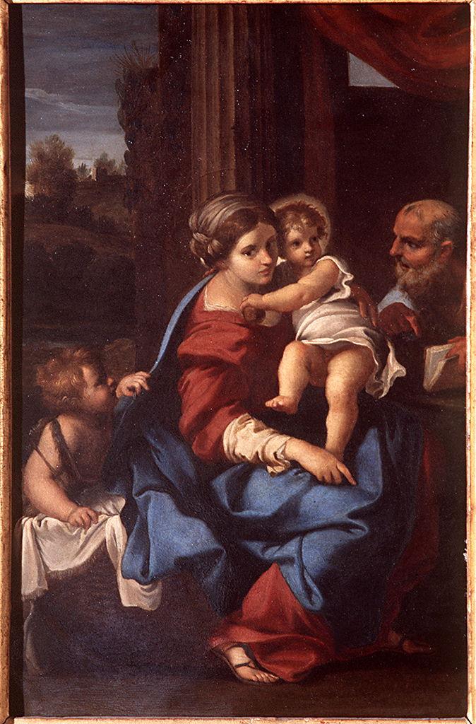 Sacra Famiglia con San Giovanni Battista bambino (dipinto) di Carracci Annibale (maniera) (secc. XVI/ XVII)