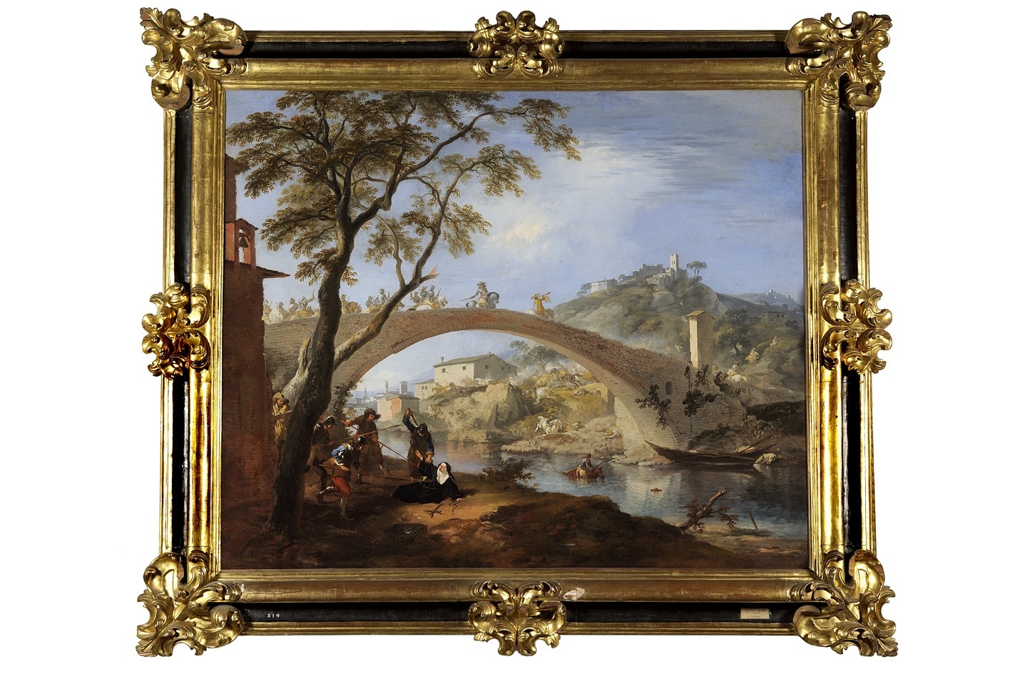 paesaggio con assalto a un convento (dipinto) di Reschi Pandolfo (sec. XVII)