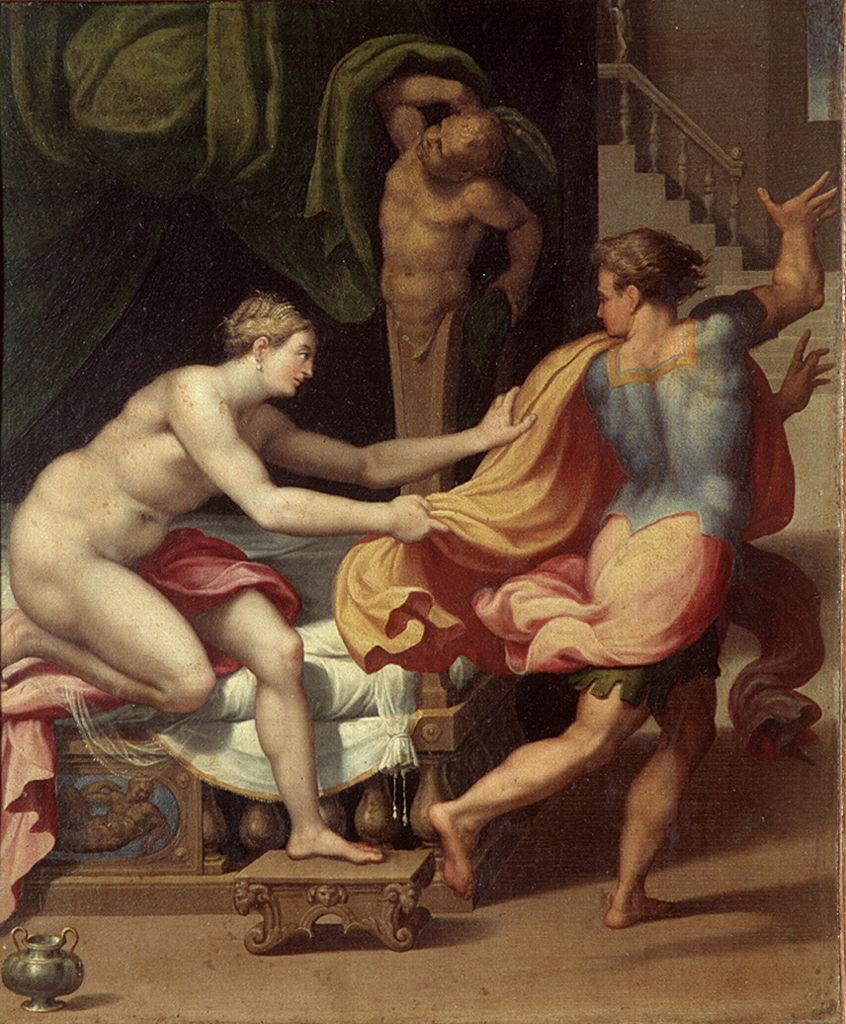 Giuseppe e la moglie di Putifarre (dipinto) di Sammacchini Orazio (sec. XVI)