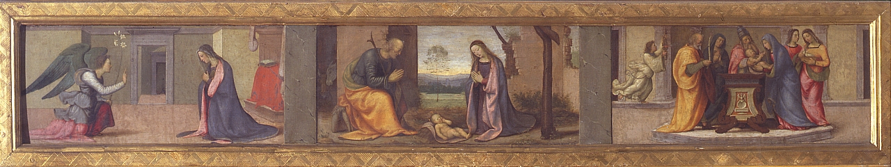 episodi dell'infanzia di Cristo (predella) di Albertinelli Mariotto (sec. XVI)