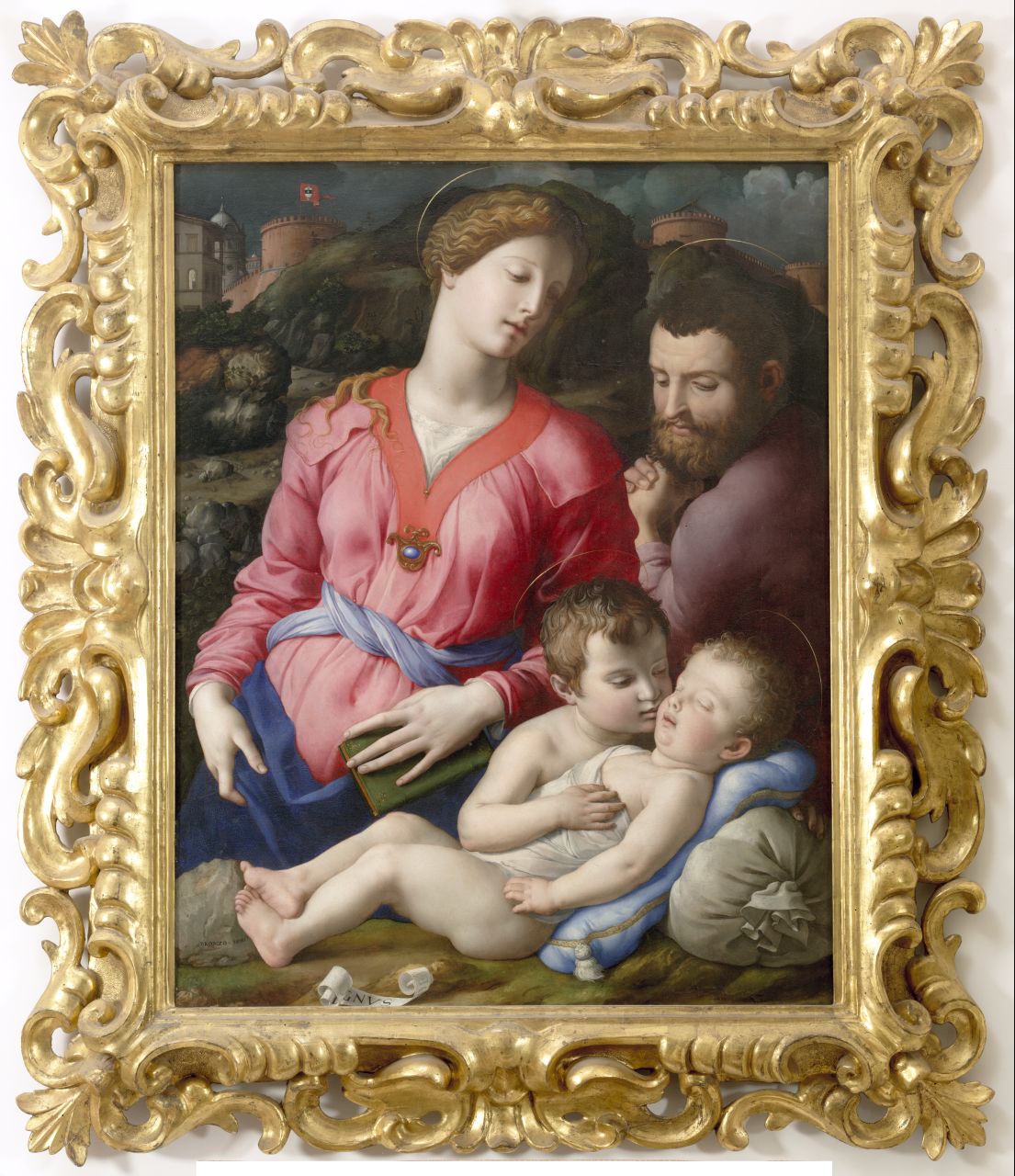 Sacra Famiglia con San Giovanni Battista bambino (dipinto) di Allori Agnolo detto Bronzino (sec. XVI)