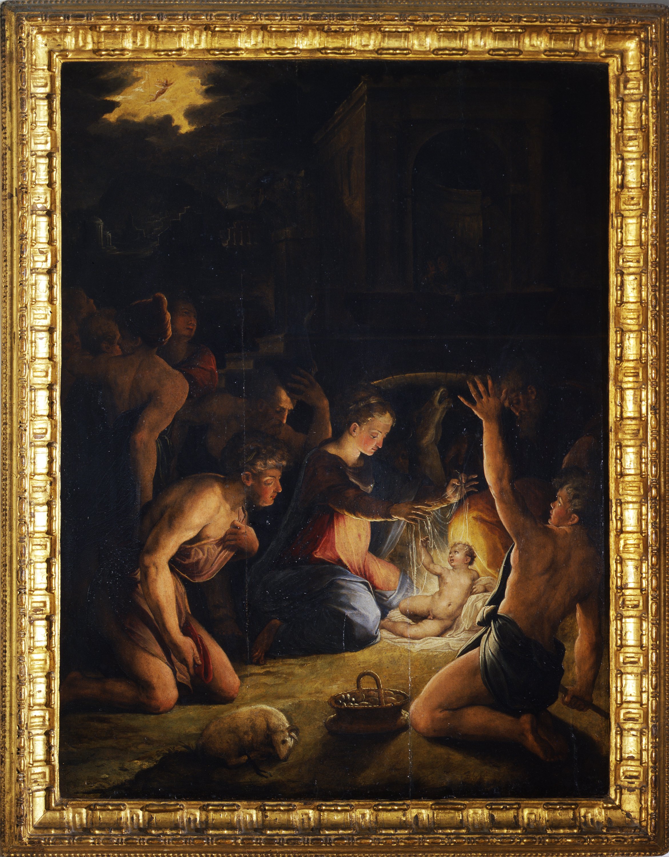 adorazione dei pastori (dipinto) di Vasari Giorgio (bottega) (sec. XVI)
