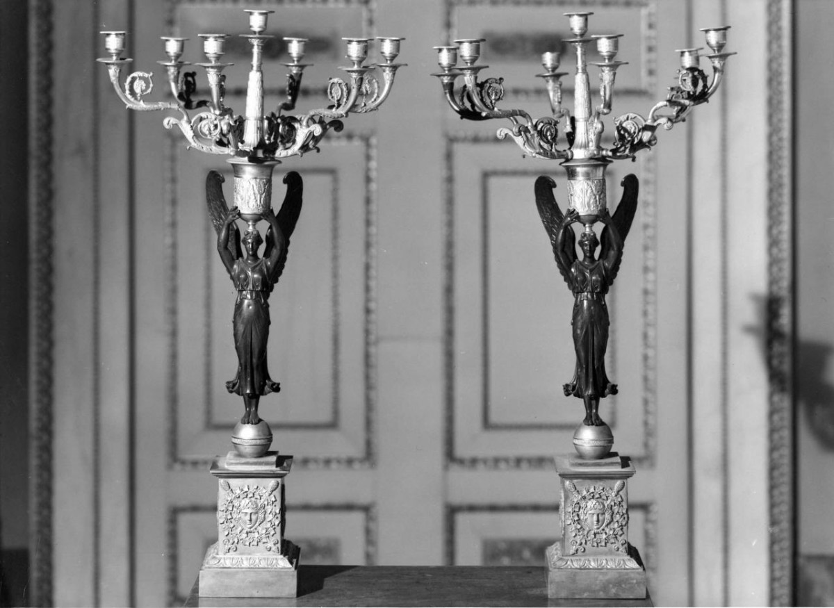 candelabro - a statua, serie - manifattura francese (sec. XIX)