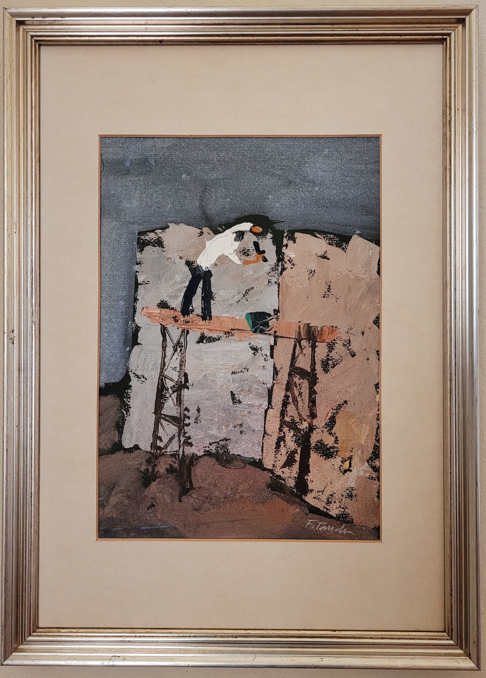 Edili, lavoratore edile (dipinto) di Francesco Tanda (seconda metà XX)