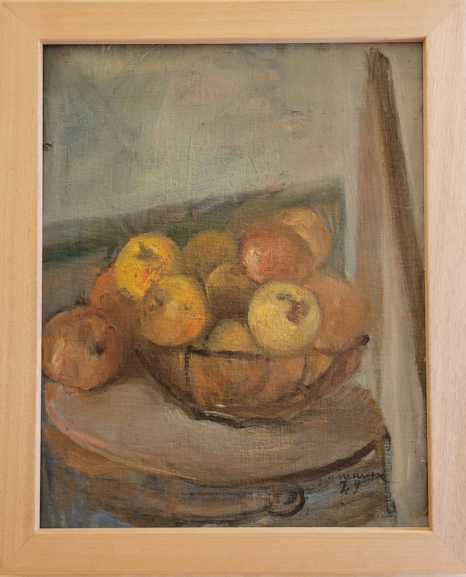 Mele, natura morta con mele (dipinto) di Manca Pietro Antonio (prima metà XX)