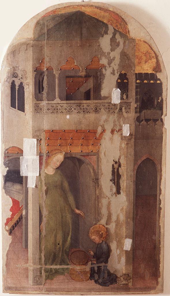 San Benedetto ripara miracolosamente il setaccio rotto dalla nutrice (scomparto di polittico) di Massi Gentile detto Gentile da Fabriano, Niccolò di Pietro (sec. XV)
