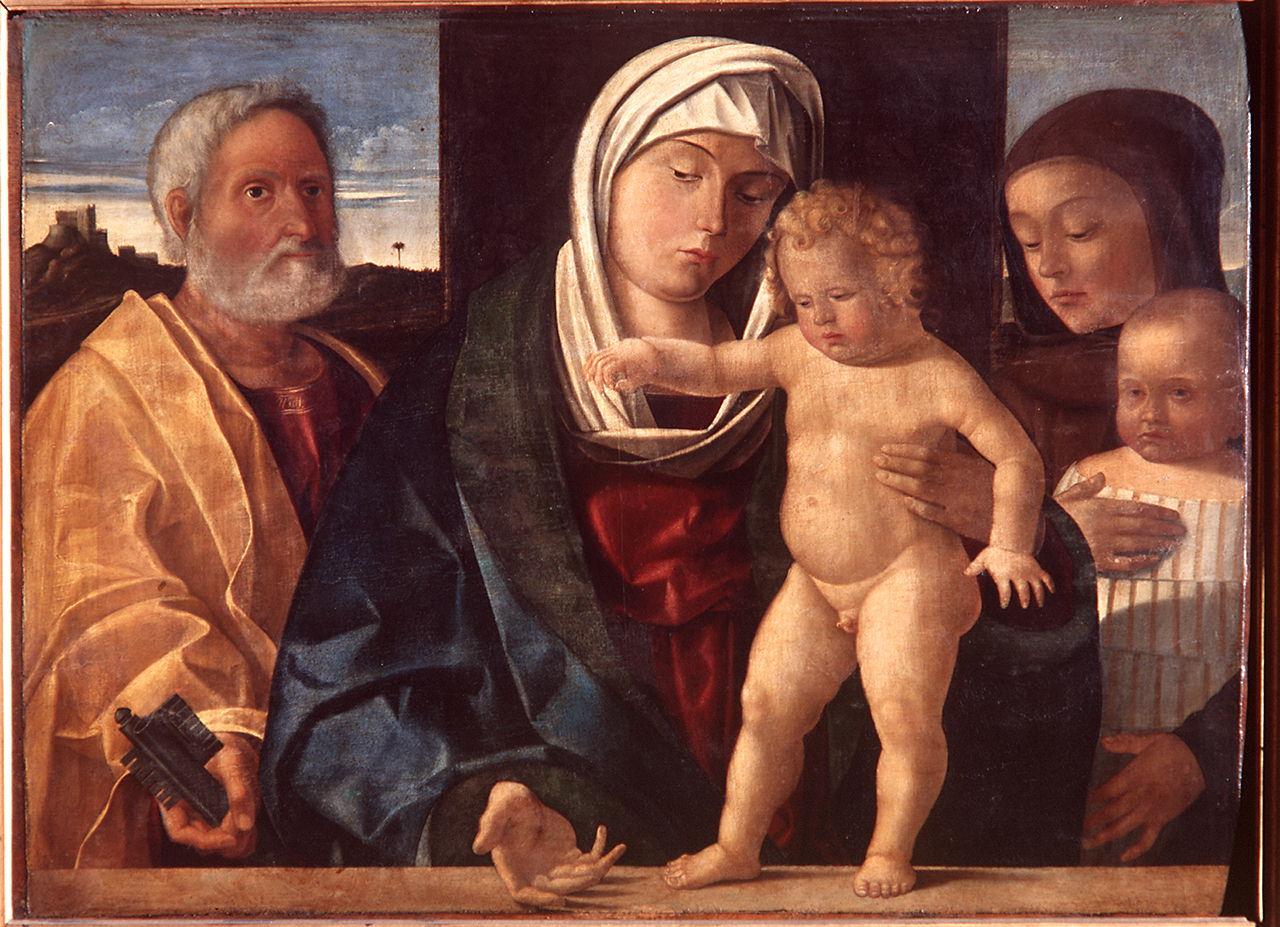 Madonna con Bambino tra San Pietro e Sant'Antonio da Padova (dipinto) di Duia Pietro (sec. XVI)