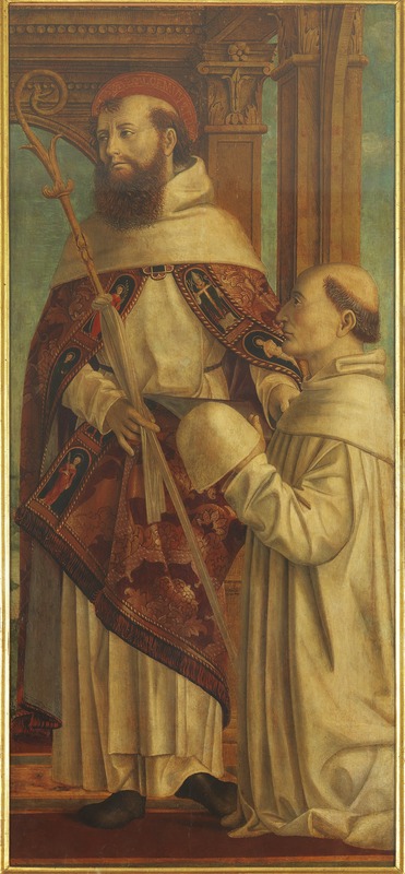 San Bernardo e monaco cistercense (dipinto) di Zenale Bernardo (ultimo quarto sec. XV)