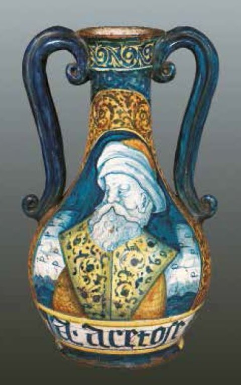 busto maschile con turbante (bottiglia per medicamenti) - bottega di Castelli (sec. XVI)