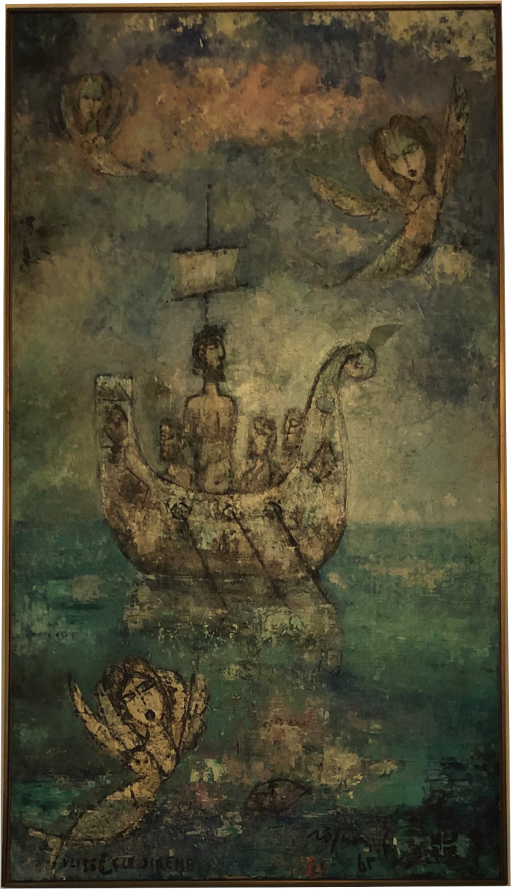 Ulisse e le sirene, Ulisse sfugge al richiamo delle sirene (dipinto) di Rognoni, Franco (XX secolo)