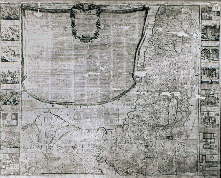 veduta di Gerusalemme (da occidente) (stampa colorata a mano, elemento d'insieme) di Nolin Jean Baptiste (XVIII)