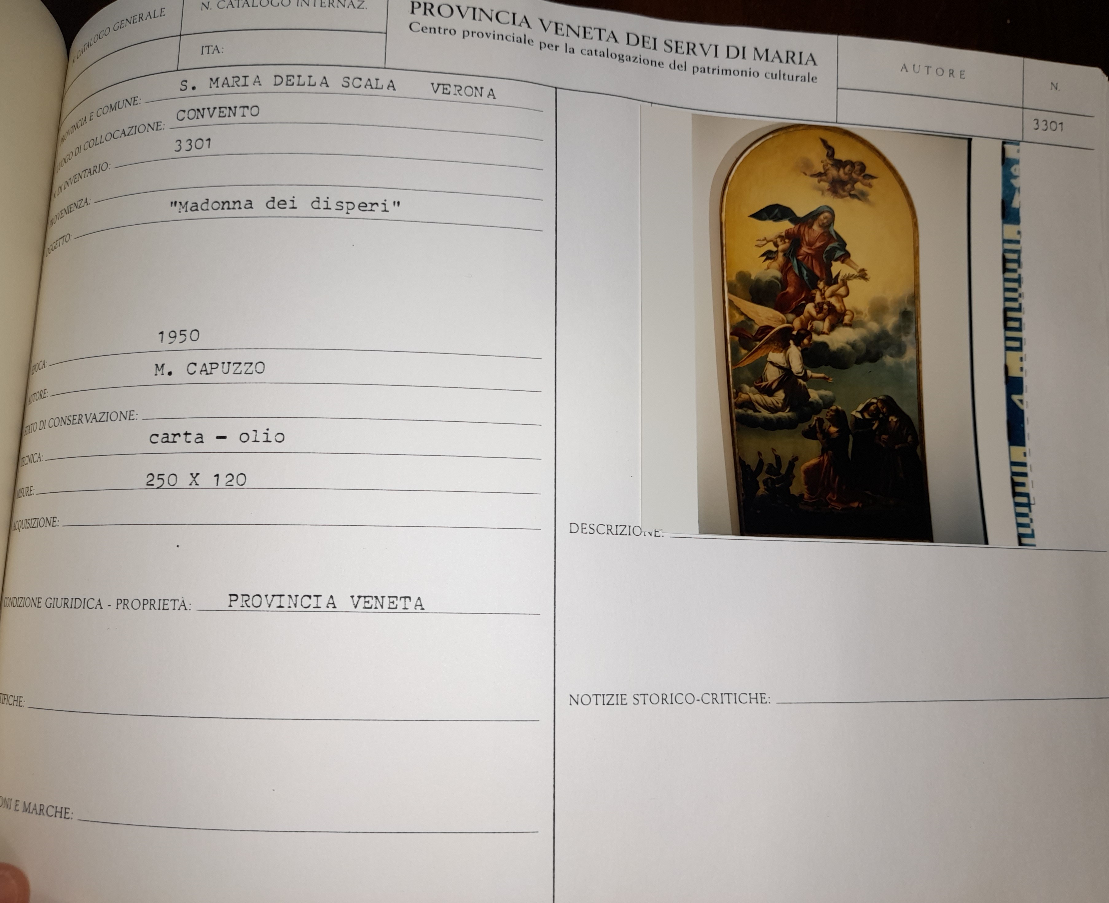 Madonna dei dispersi, Madonna in cielo con angeli e figure (dipinto) di Capuzzo Mario (metà XX)