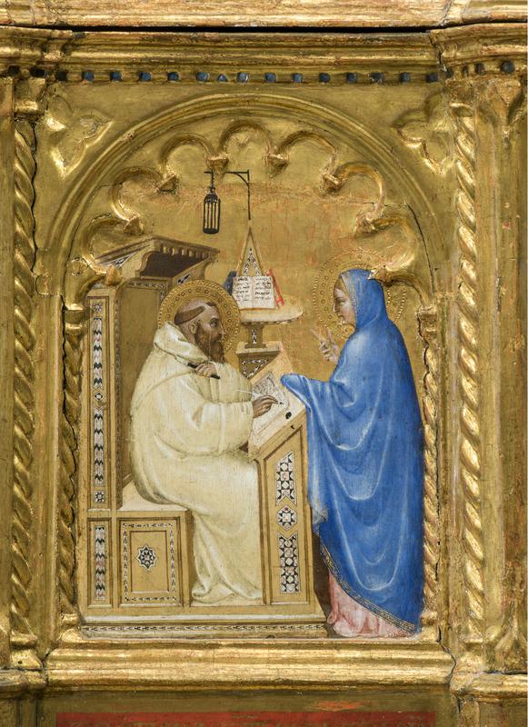 San Bernardo in colloquio con la Vergine (scomparto di predella) di Giovanni da Milano (terzo quarto XIV)