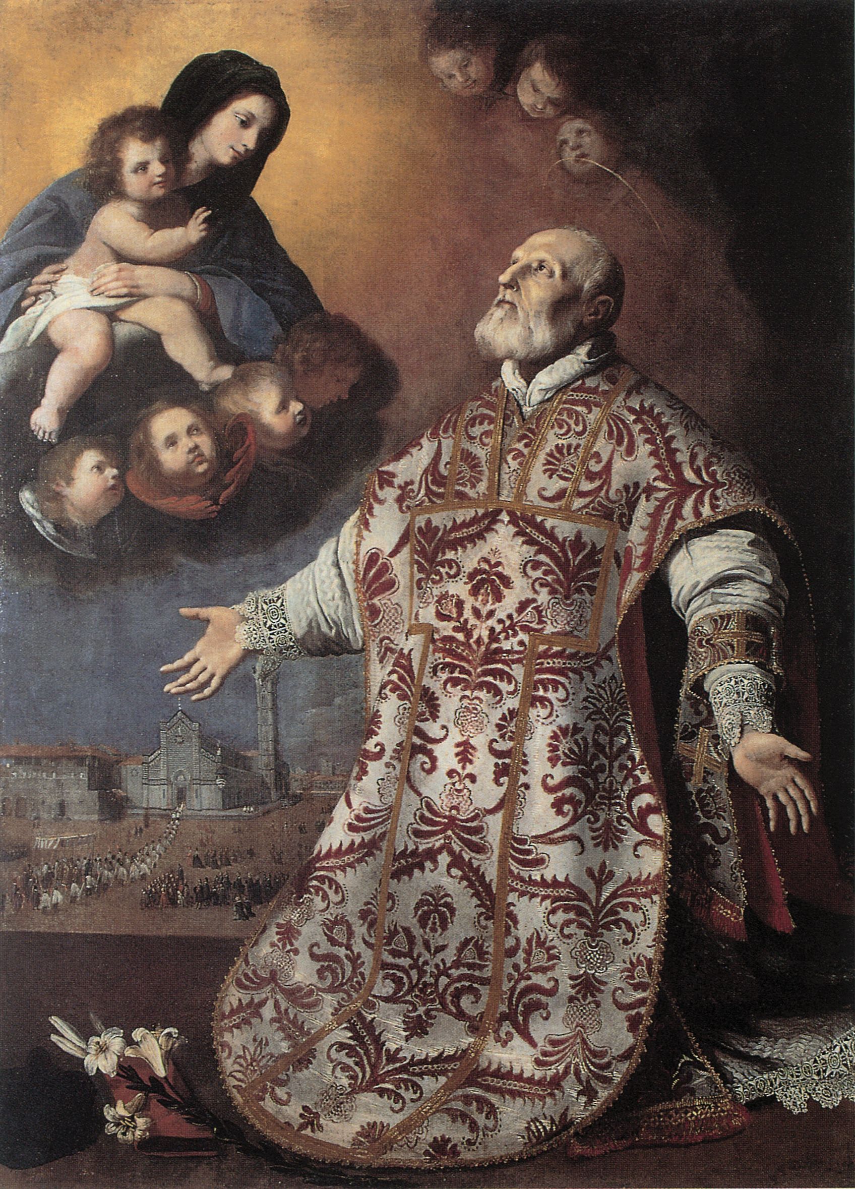 La visione di San Filippo Neri (dipinto) di Fidani Orazio, Lippi Lorenzo (terzo quarto XVII)