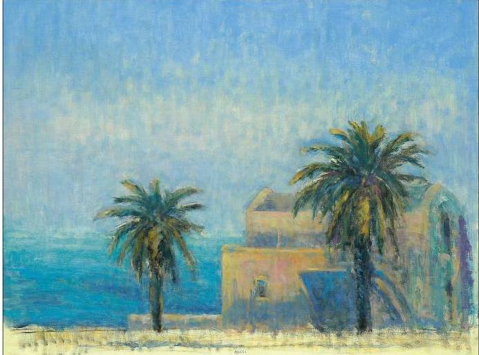 paesaggio (dipinto - Finestra sul Mediterraneo, opera isolata) di Nucci, Enzo - ambito siciliano (inizio XXI)
