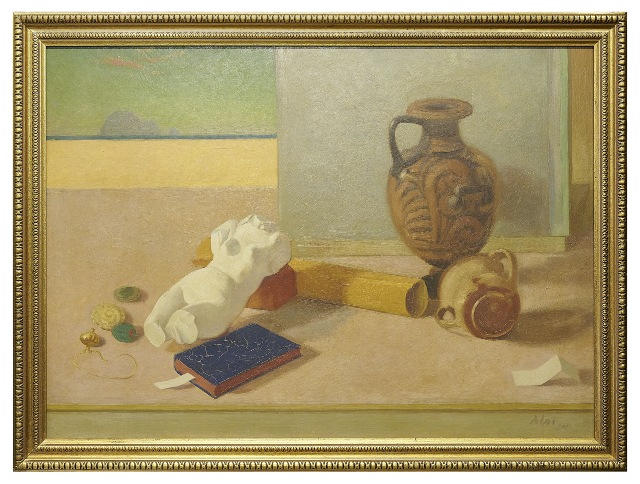 Natura morta con vasi, Natura morta (dipinto) di Roberto Aloi (metà XX secolo)