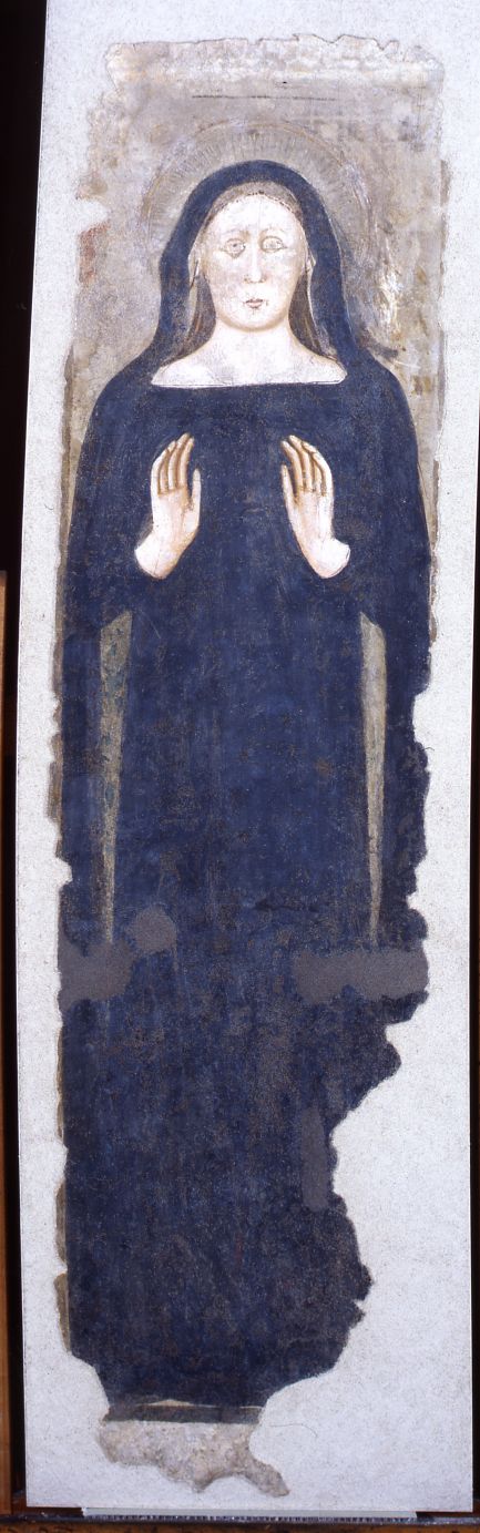 Madonna delle grazie, Madonna con personaggi che implorano il suo aiuto (dipinto, frammento) - ambito perugino (secondo quarto sec. XIV)