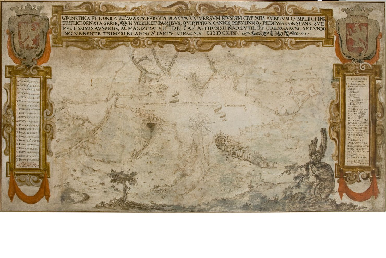 pianta della città di Perugia (dipinto, opera isolata) di Grotti, Francesco - ambito perugino (sec. XVII)